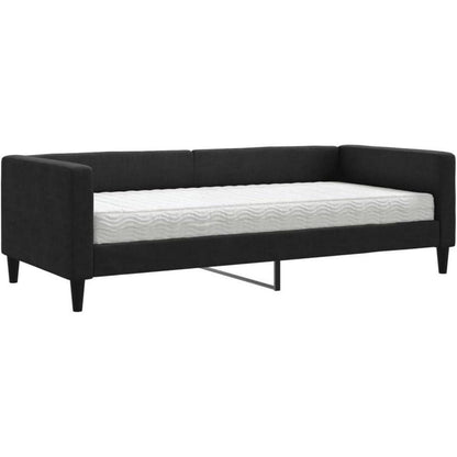 Schlafsofa 2-Sitzer mit Matratze – Schwarz 90x190 cm