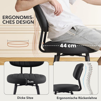 Barhocker Set 4er –, 66cm Sitzhöhe, Schwarz in Lederoptik