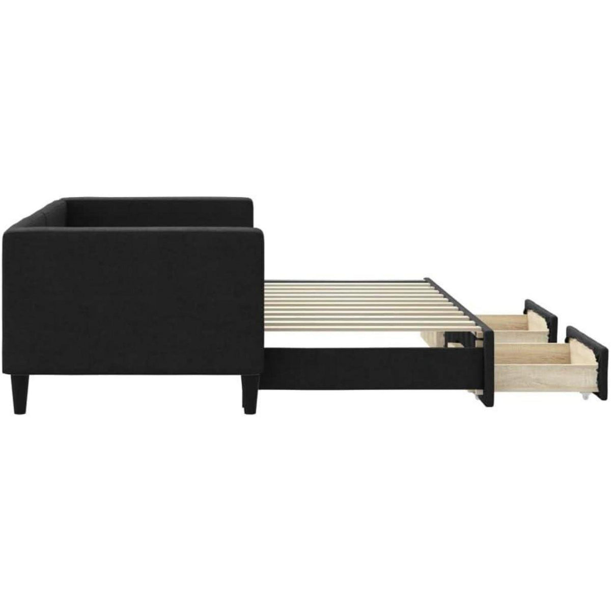 Tagesbett ausziehbar mit Schubladen – 80x200 cm Schlafsofa Schwarz