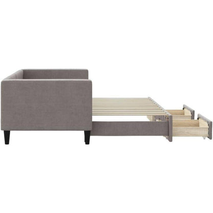 2-Sitzer Schlafsofa mit Bettkasten & Schublade Taupe 80x200 cm