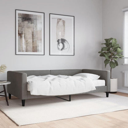 Schlafsofa 2-Sitzer Dunkelgrau – Bett mit Stauraum & Matratze