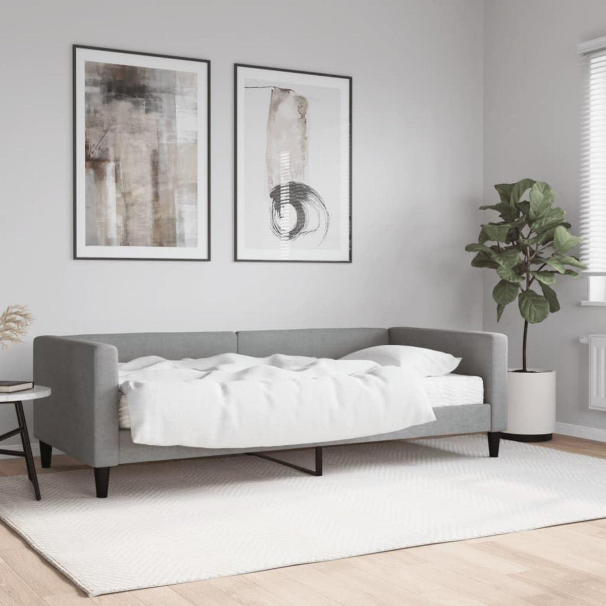 Schlafsofa 2-Sitzer mit Matratze – Hellgrau 90x190 cm