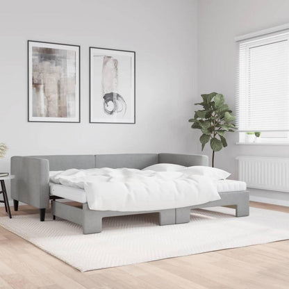 Schlafsofa 2-Sitzer mit Bettkasten & Matratze – Hellgrau 90x200 cm
