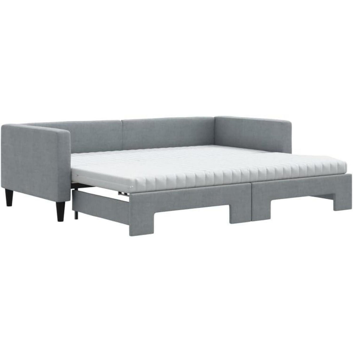Schlafsofa 2-Sitzer mit Bettkasten & Matratze – Hellgrau 90x200 cm