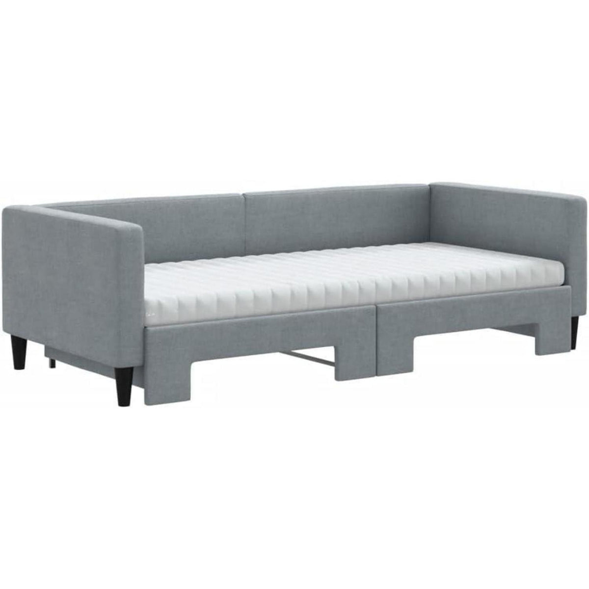 Schlafsofa 2-Sitzer mit Bettkasten & Matratze – Hellgrau 90x200 cm