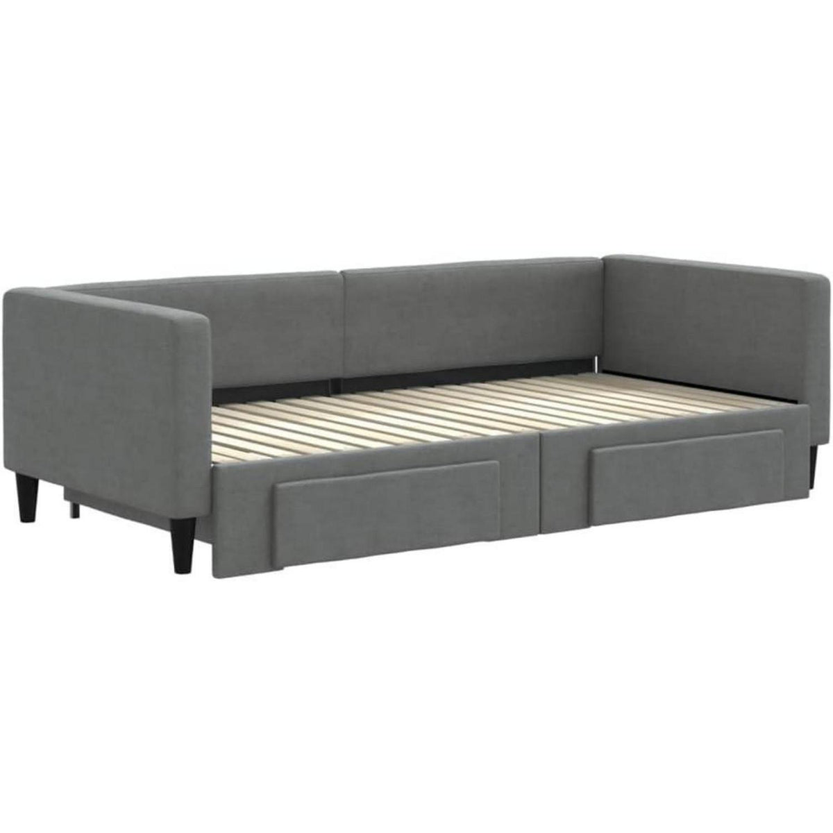 Tagesbett ausziehbar mit Schubladen – Schlafsofa 90x190 cm Dunkelgrau