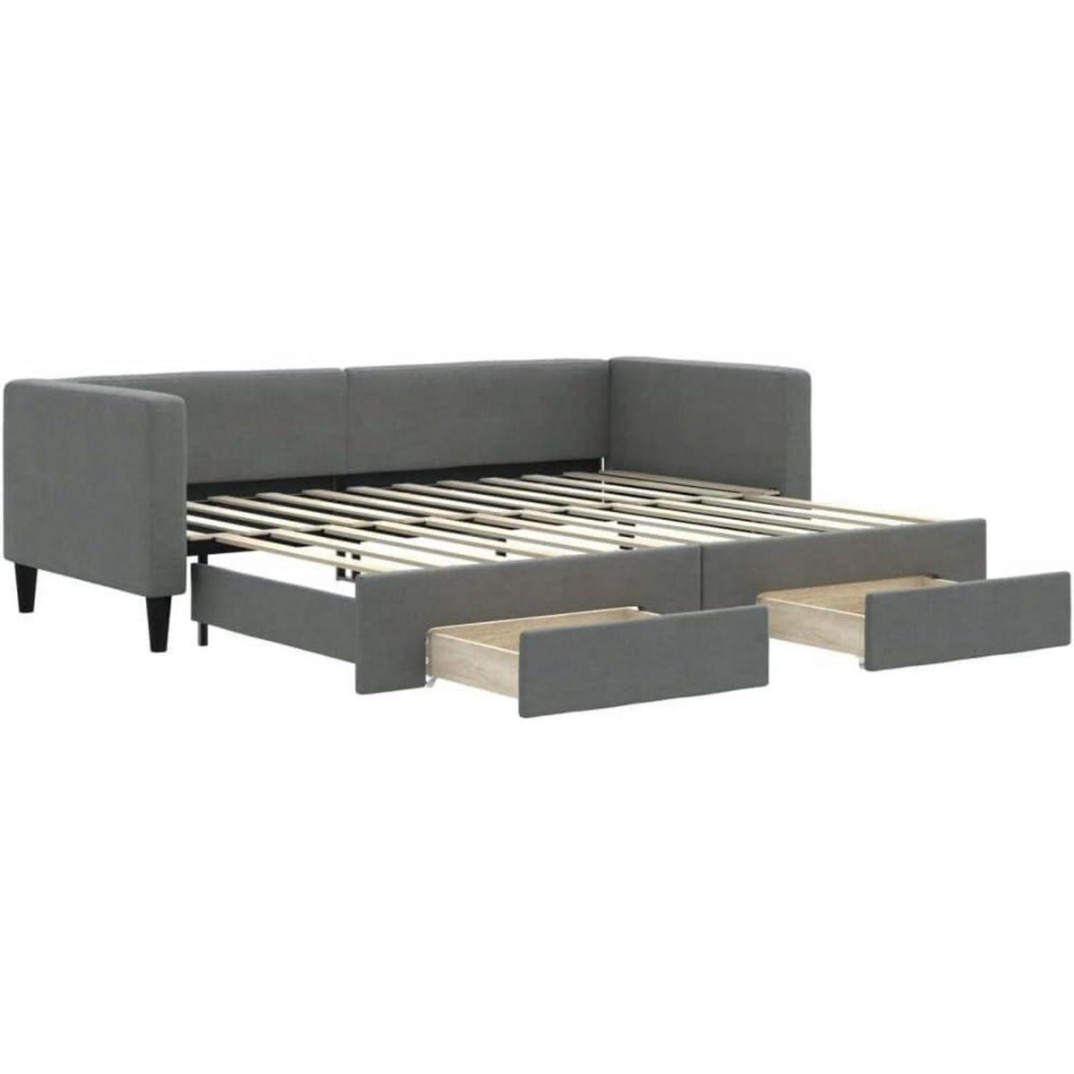 Schlafsofa 2-Sitzer Dunkelgrau, 80x200 cm mit Bettkasten