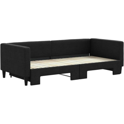 2-Sitzer Schlafsofa mit Bettkasten, 90x200 cm, Schwarz
