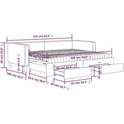 Tagesbett ausziehbar mit Schubladen & Schlaffunktion – Dunkelgrau 90x190 cm