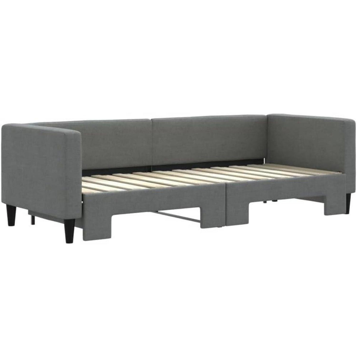 Schlafsofa 2-Sitzer Dunkelgrau – Ausziehbar mit Bettkasten
