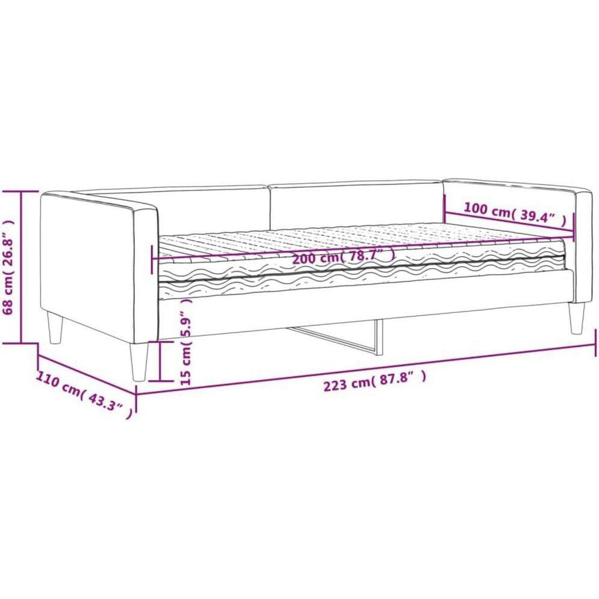 2-Sitzer Schlafsofa mit Matratze & Stauraum – Taupe 100x200 cm