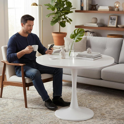 Runder Esstisch Ausziehbar Weiß – 100/140 cm | Modern & Vielseitig