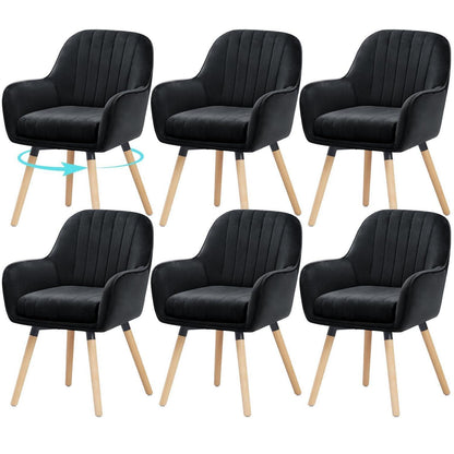 Esszimmerstühle 6er Set, 360° Drehbar, Schwarz Samt