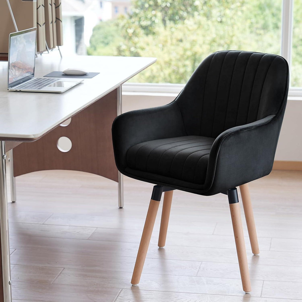 Esszimmerstühle 6er Set, 360° Drehbar, Schwarz Samt