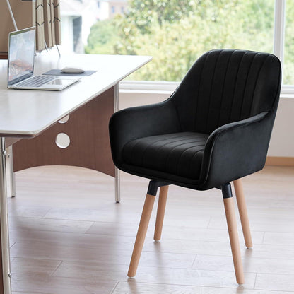 Esszimmerstühle 6er Set, 360° Drehbar, Schwarz Samt