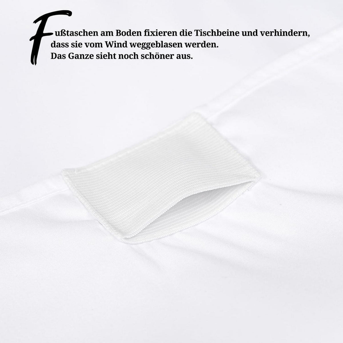 10 Stehtischhüllen Weiß – Ø80cm, Polyester mit Fußtaschen