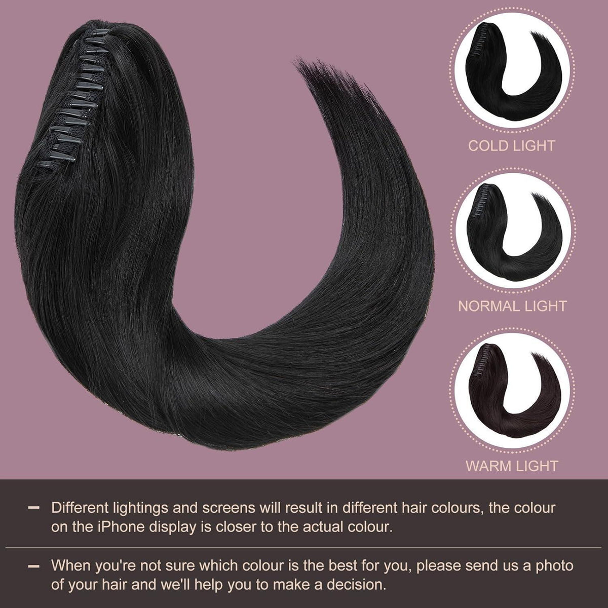 Remy Echthaar Pferdeschwanz Zopf 50cm – Lackschwarz #01