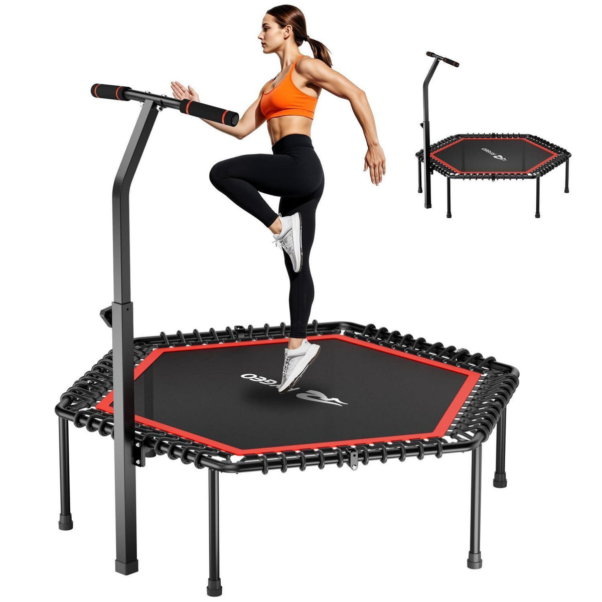 50-Zoll Fitness Trampolin für Erwachsene – Rebounder mit Stahlrahmen