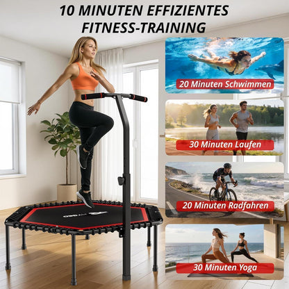 50-Zoll Fitness Trampolin für Erwachsene – Rebounder mit Stahlrahmen