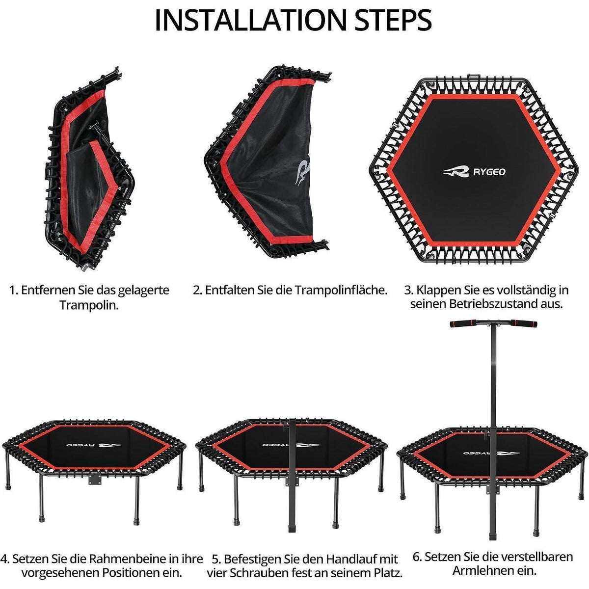 50-Zoll Fitness Trampolin für Erwachsene – Rebounder mit Stahlrahmen