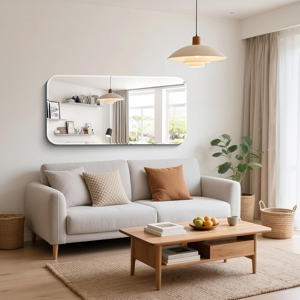 Rahmenloser Wandspiegel 120x60 cm mit abgerundeten Ecken