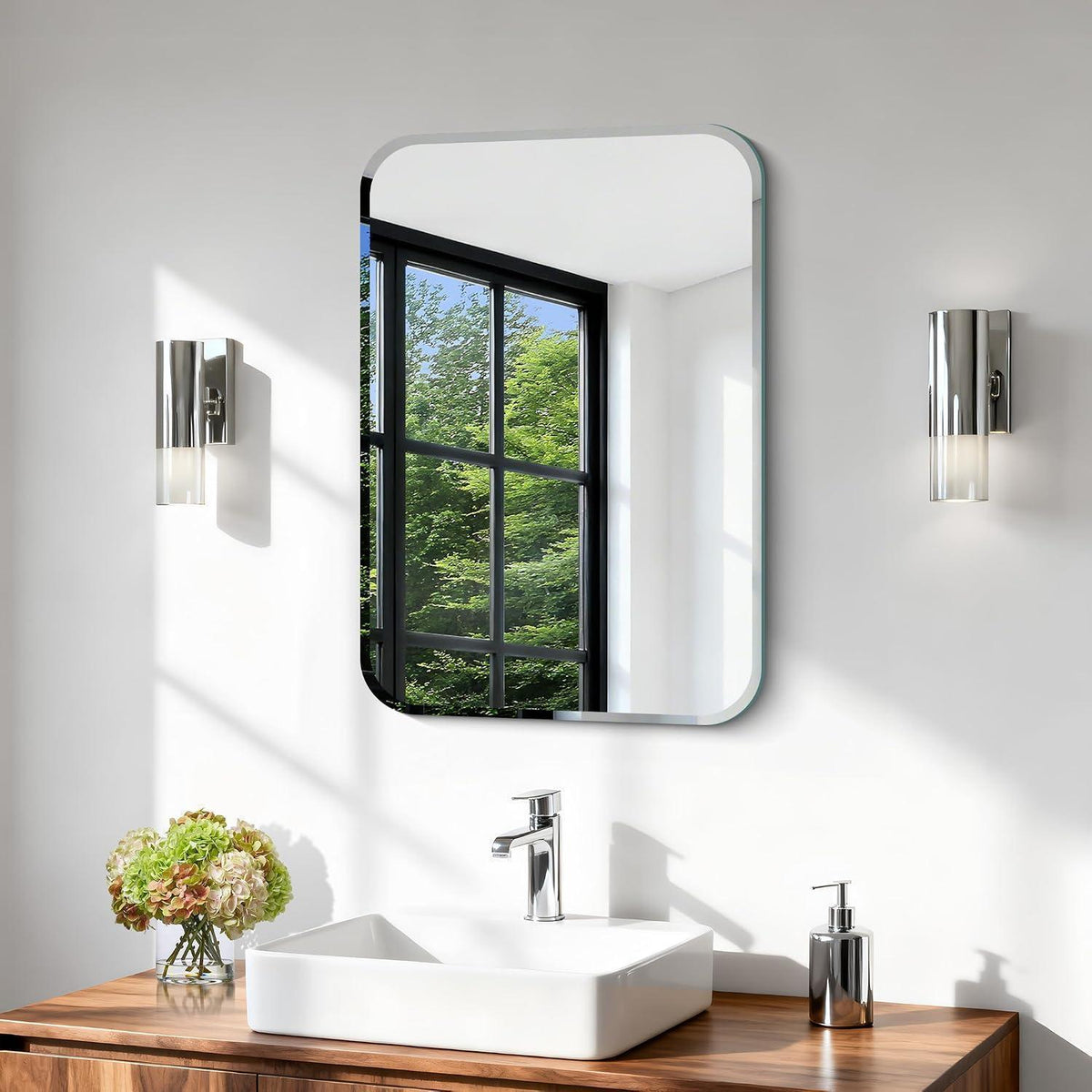 Rahmenloser Wandspiegel 70x50 cm mit abgerundeten Ecken