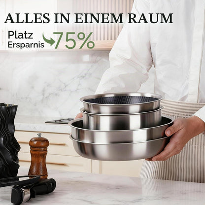 Tri-Ply Edelstahl Topfset 18-teilig mit Antihaftbeschichtung