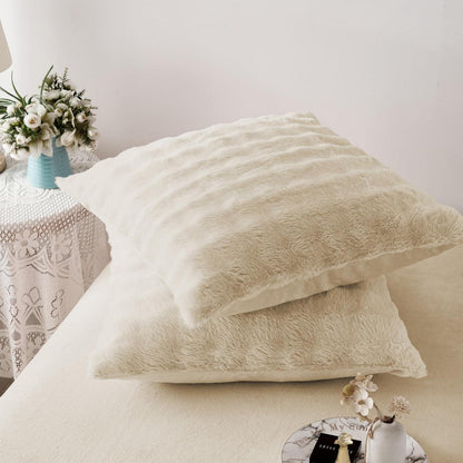 Langhaar Plüsch Bettwäsche Set 200x220 Beige, Superweich & Warm