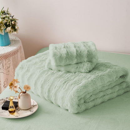 Plüsch Bettwäsche Set 200x200 Salbeigrün - Warm & Flauschig