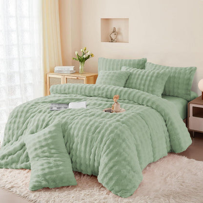 Plüsch Bettwäsche Set 200x200 Salbeigrün - Warm & Flauschig