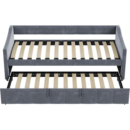 Ausziehbett 180x200 cm – Schlafcouch mit Flanell Grau