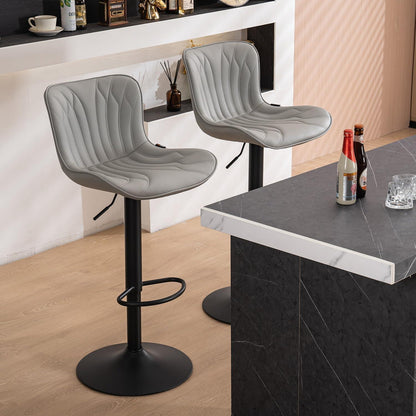 Drehbarer Barhocker 2er Set, Höhenverstellbar, Grau