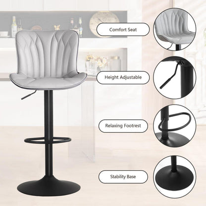 Drehbarer Barhocker 2er Set, Höhenverstellbar, Grau