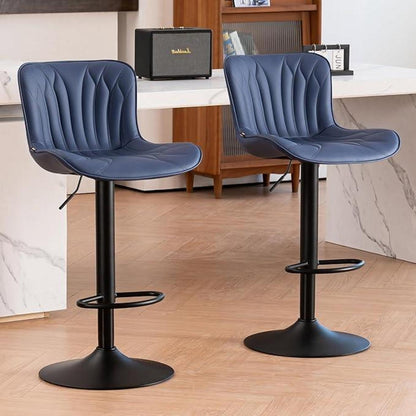 Drehbarer Barhocker 2er Set, Höhenverstellbar in Lederoptik