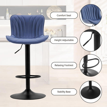Drehbarer Barhocker 2er Set, Höhenverstellbar in Lederoptik