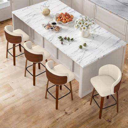 360° Drehbarer Barhocker mit Lehne – Weiß