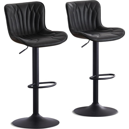 Drehbarer Barhocker 2er Set, Höhenverstellbar, Schwarz