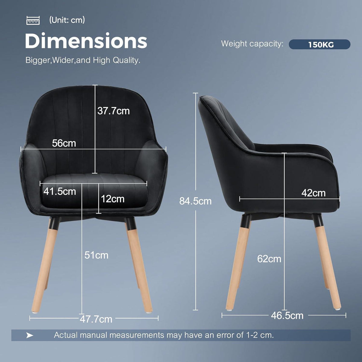 Esszimmerstühle 4er Set, 360° Drehbar, Schwarz Samt