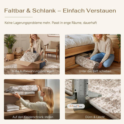 Brauner Wohnzimmerteppich 160x230cm – Waschbar & Rutschfest
