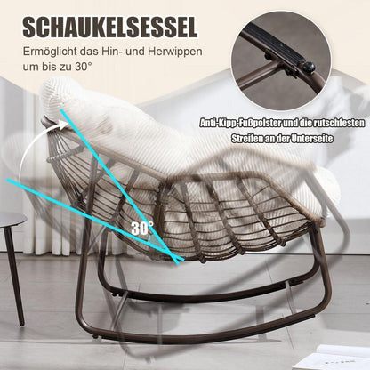 Rattan Schaukelstuhl Eiförmig mit Cord Kissen – Indoor & Outdoor