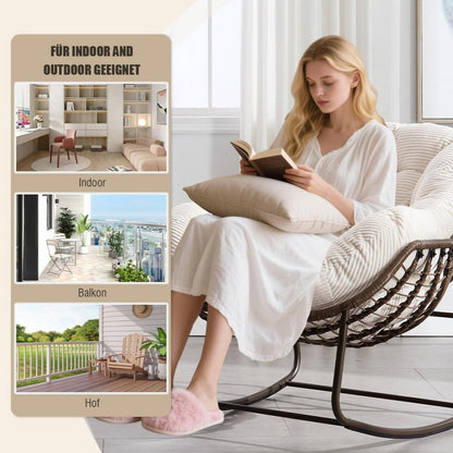 Rattan Schaukelstuhl Eiförmig mit Cord Kissen – Indoor & Outdoor