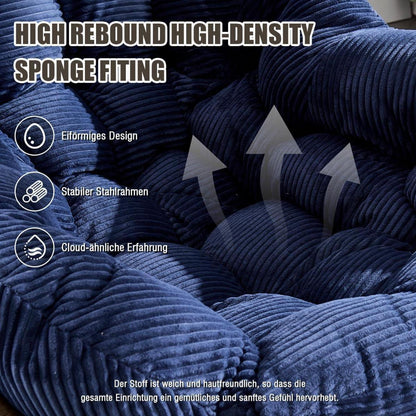 Rattan Schaukelstuhl Eiförmig Cord Blau Dunkelblau - Indoor Outdoor