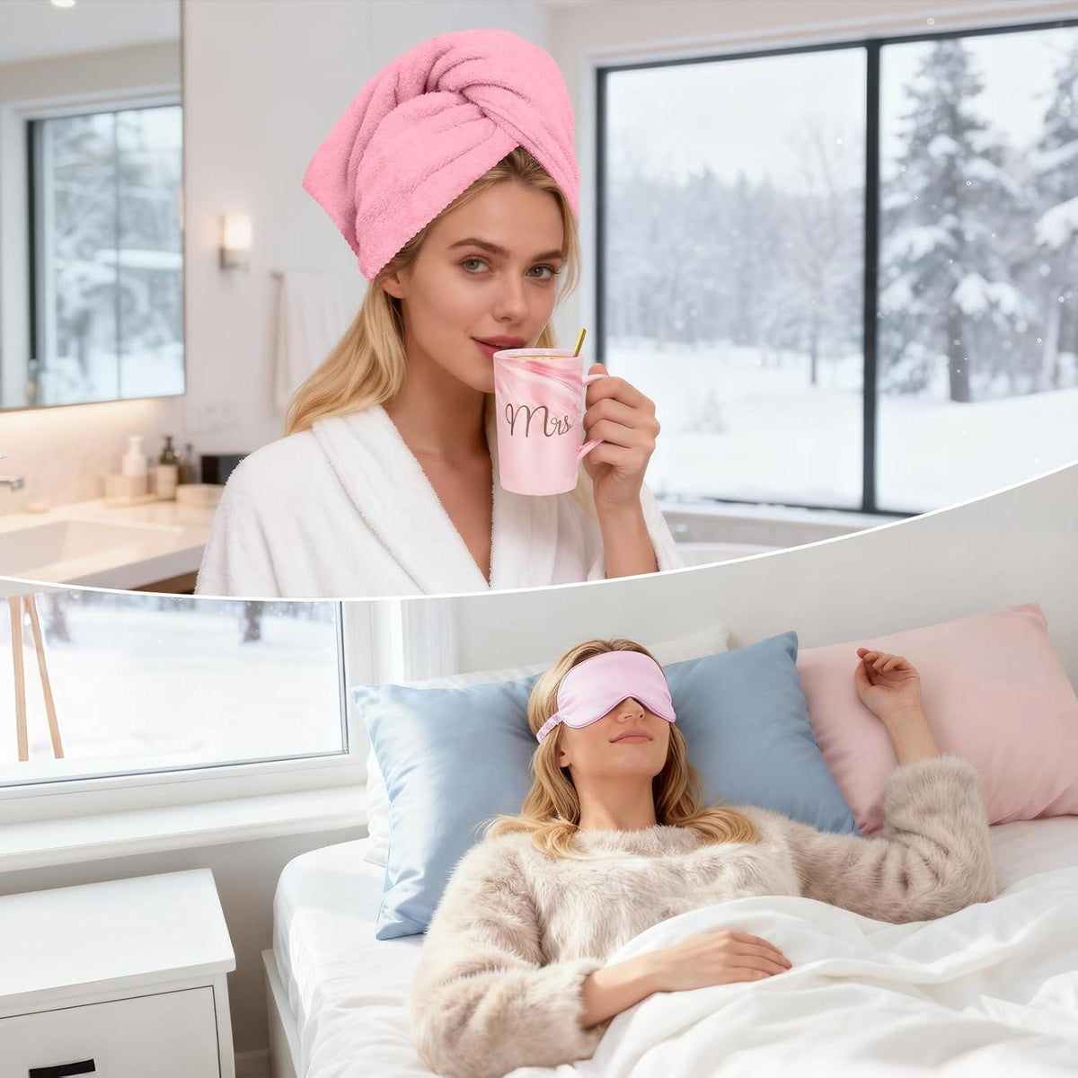 Wärmflasche Geschenkset Rosa mit Tasse & Zubehör