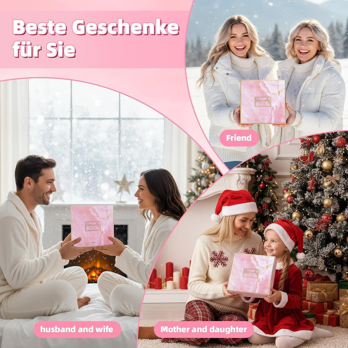 Wärmflasche Geschenkset Rosa mit Tasse & Zubehör
