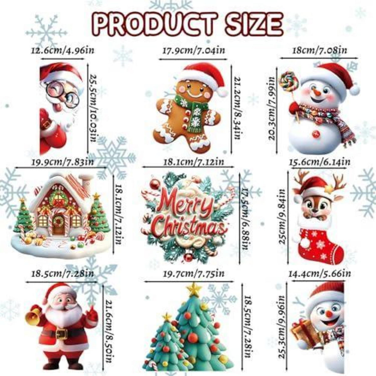 Weihnachtsfensterbilder – 9er Set, Selbstklebend & Wiederverwendbar