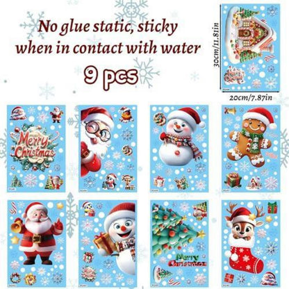 Weihnachtsfensterbilder – 9er Set, Selbstklebend & Wiederverwendbar