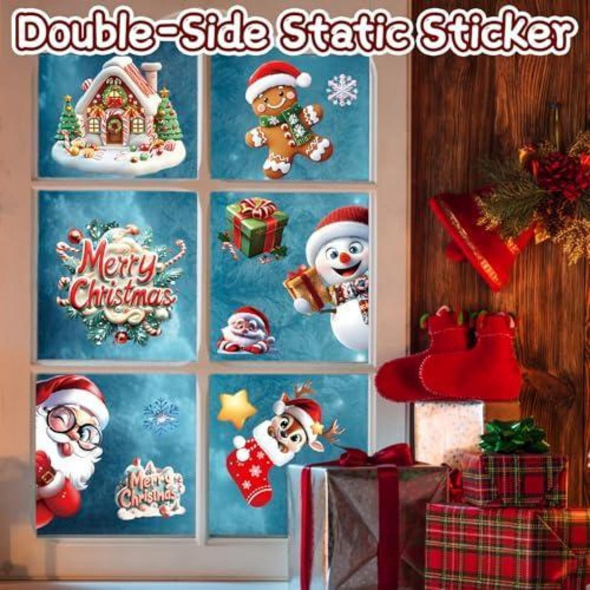 Weihnachtsfensterbilder – 9er Set, Selbstklebend & Wiederverwendbar