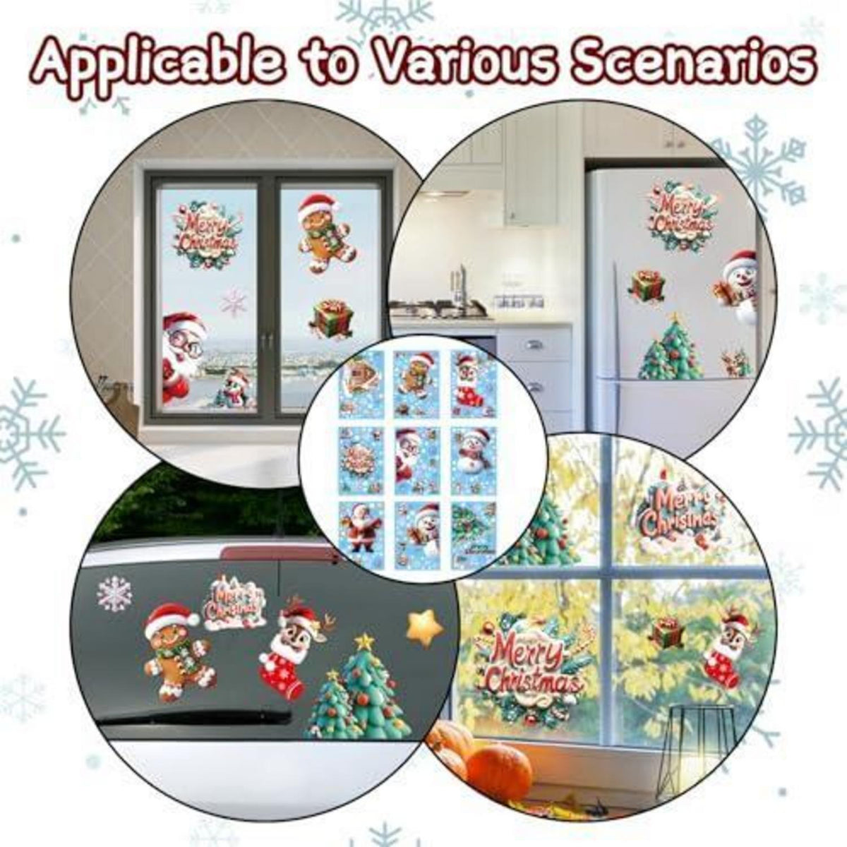 Weihnachtsfensterbilder – 9er Set, Selbstklebend & Wiederverwendbar
