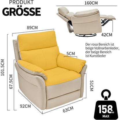Schaukelsessel Relaxliege mit Liegefunktion – Beige in Lederoptik