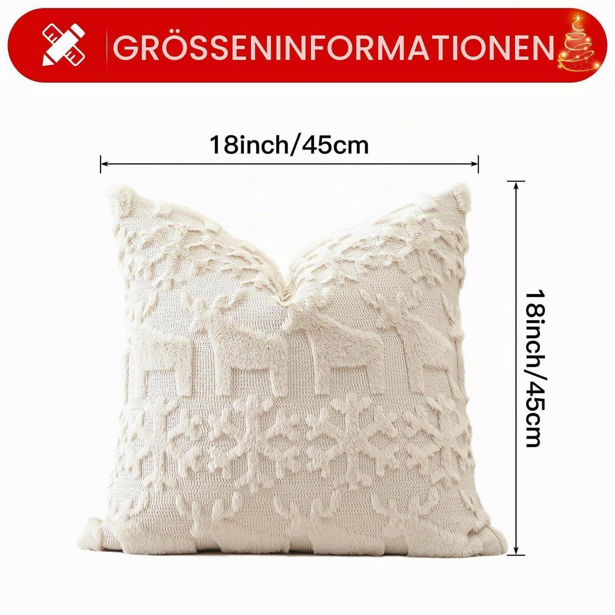 Weihnachtliche Kissenbezüge 2er Set, 45x45cm, Schneeflocken & Elch